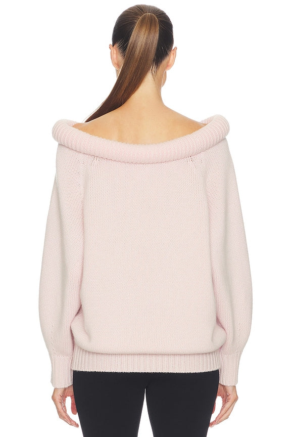 Helsa Cressidia Off Shoulder Sweater in Light Pink