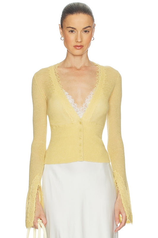 Helsa Bridgitte Lace Trim Cardigan