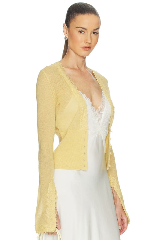 Helsa Bridgitte Lace Trim Cardigan