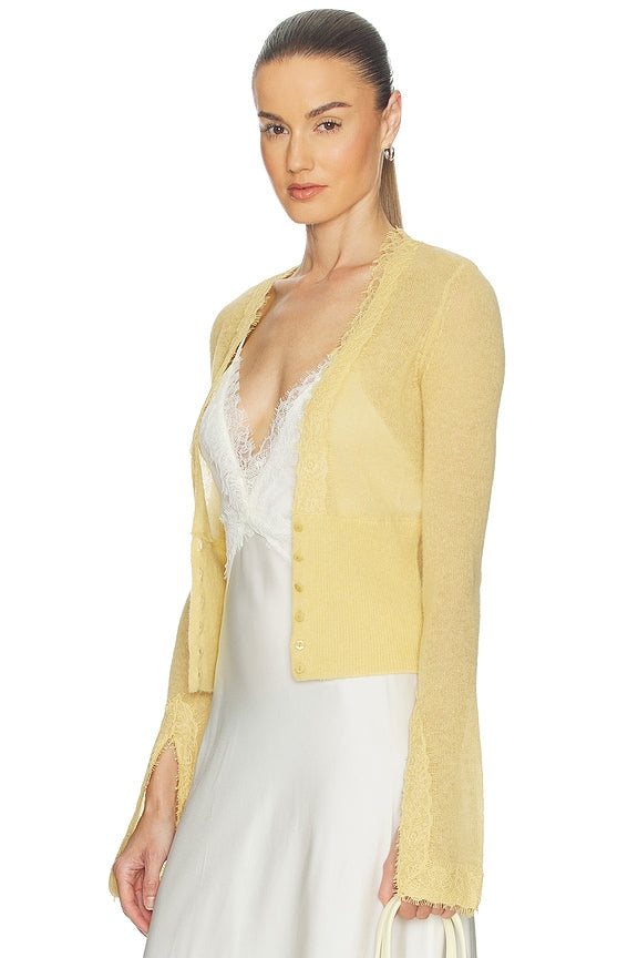Helsa Bridgitte Lace Trim Cardigan