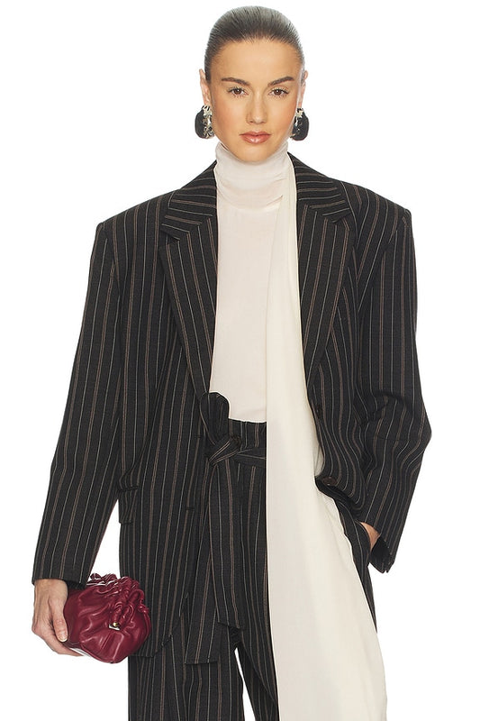 Helsa Stripe Twill Boyfriend Blazer