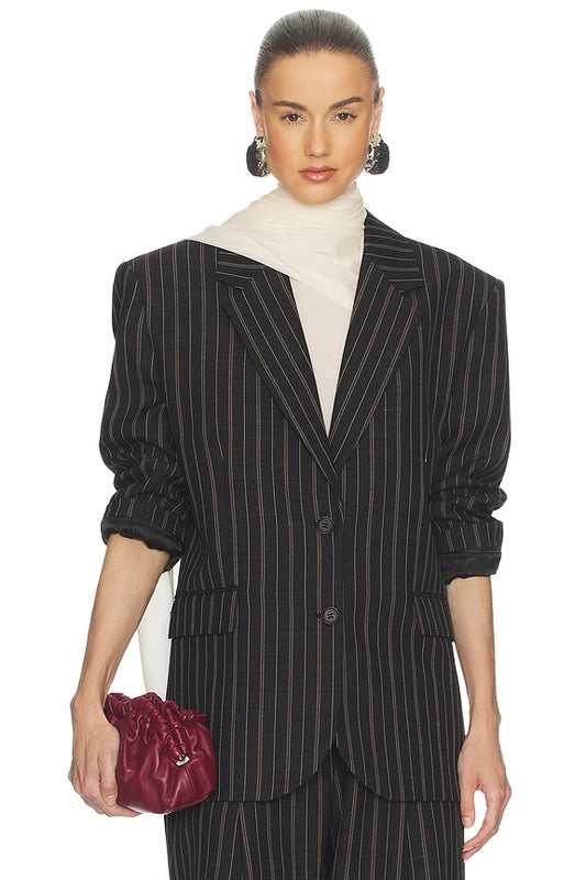 Helsa Stripe Twill Boyfriend Blazer
