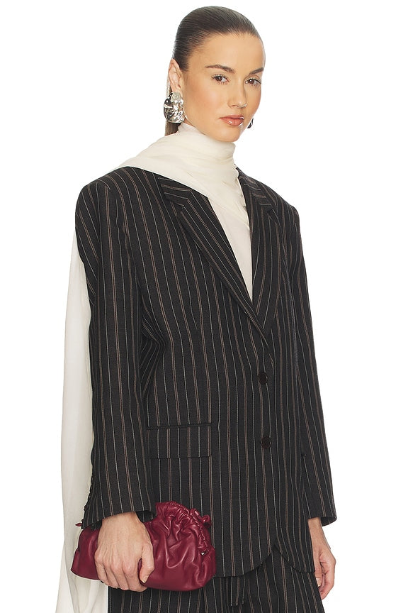 Helsa Stripe Twill Boyfriend Blazer