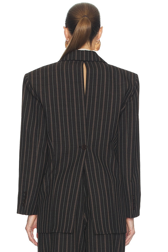 Helsa Stripe Twill Boyfriend Blazer