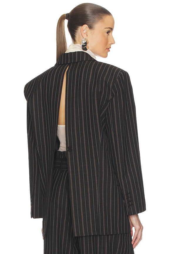 Helsa Stripe Twill Boyfriend Blazer