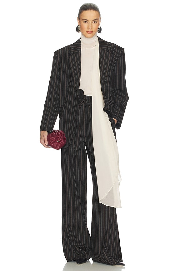 Helsa Stripe Twill Boyfriend Blazer