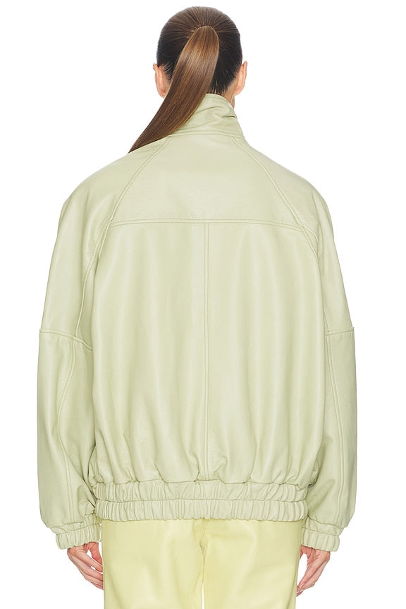 Helsa The Oversized Leather Bomber in Dusty Yellow