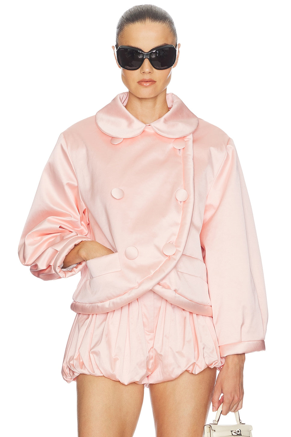 Helsa Sateen Puff Jacket in Shell Pink