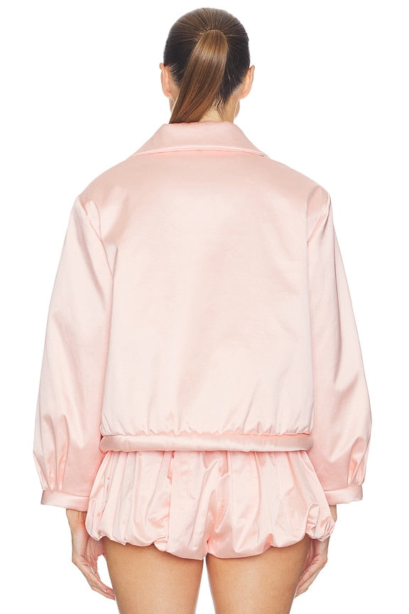 Helsa Sateen Puff Jacket in Shell Pink