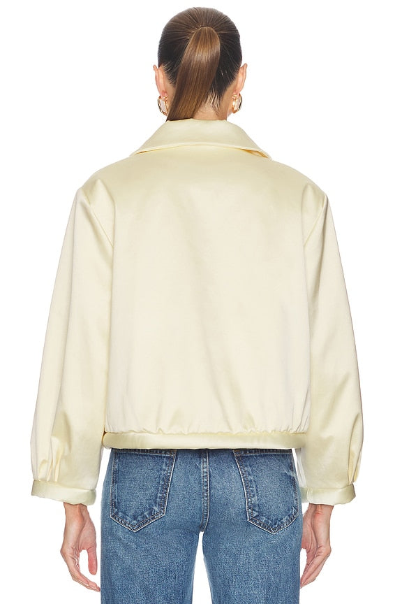 Helsa Sateen Puff Jacket in Pale Yellow