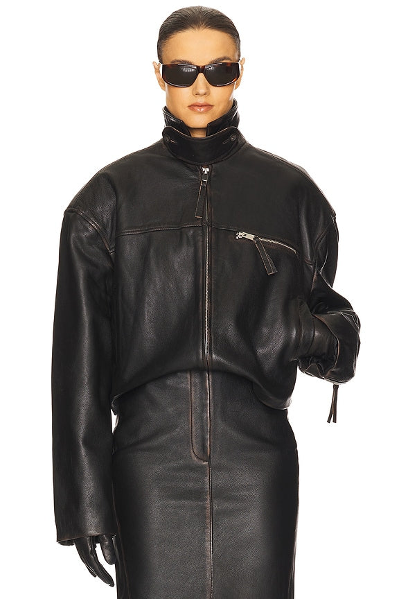 Helsa The Leather Oversized Moto Jacket