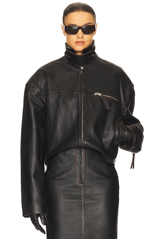 Helsa The Leather Oversized Moto Jacket