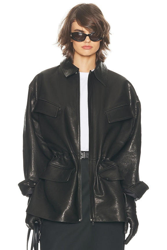 Helsa The Peplum Leather Moto Jacket