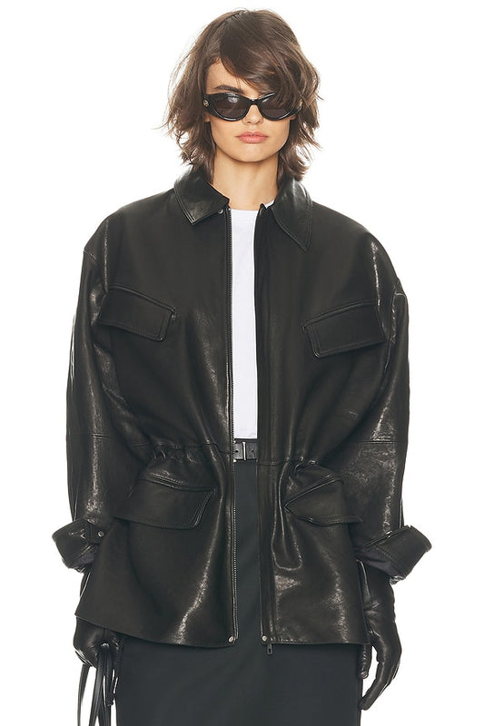 Helsa The Peplum Leather Moto Jacket