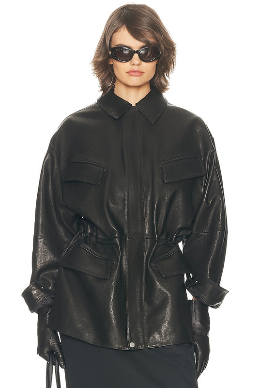 Helsa The Peplum Leather Moto Jacket