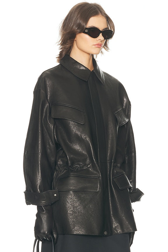 Helsa The Peplum Leather Moto Jacket