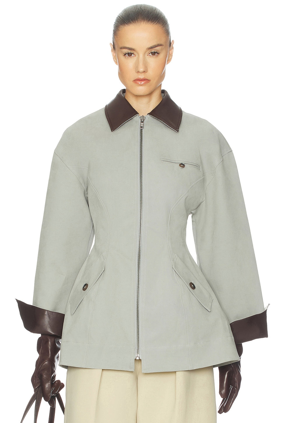 Helsa The Lady Hunting Jacket With Faux Leather Collar