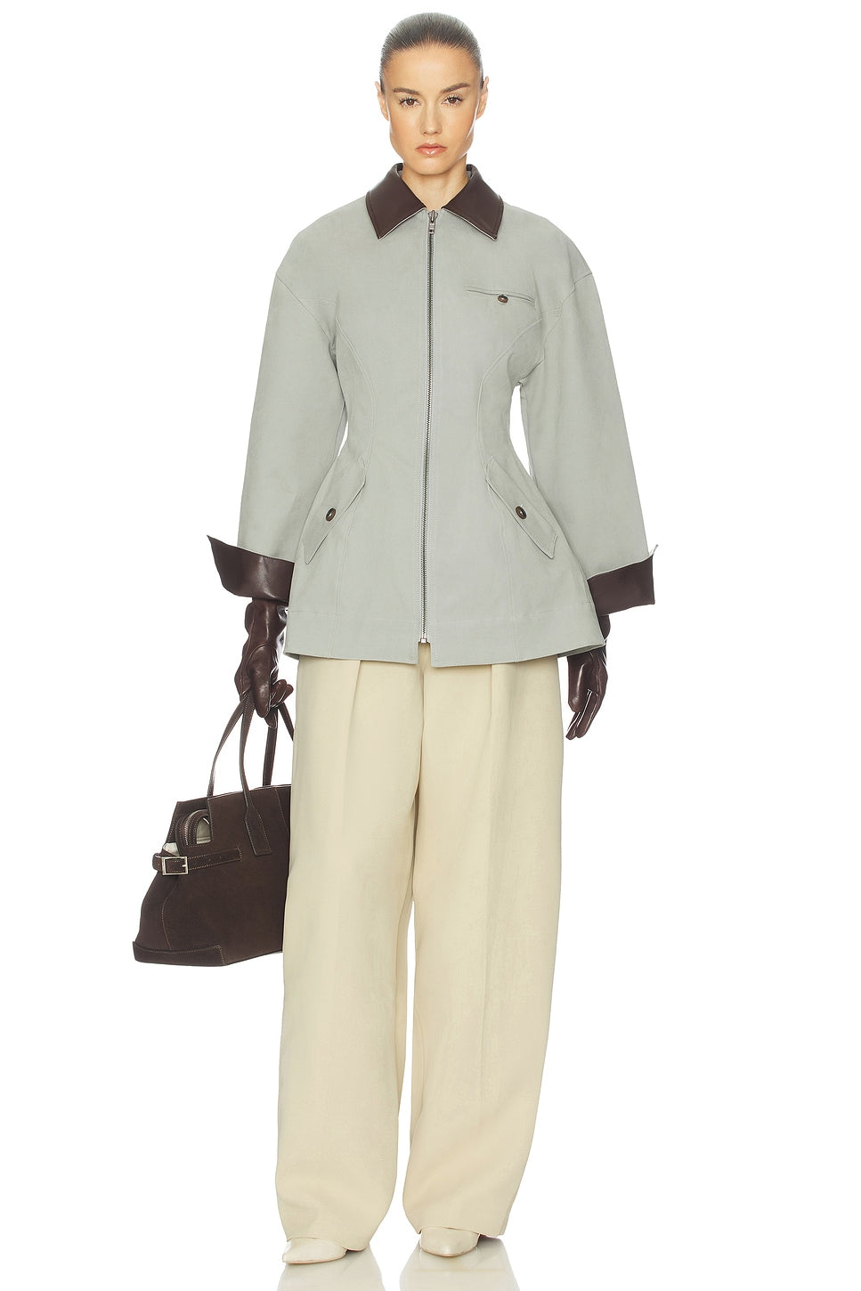Helsa The Lady Hunting Jacket With Faux Leather Collar