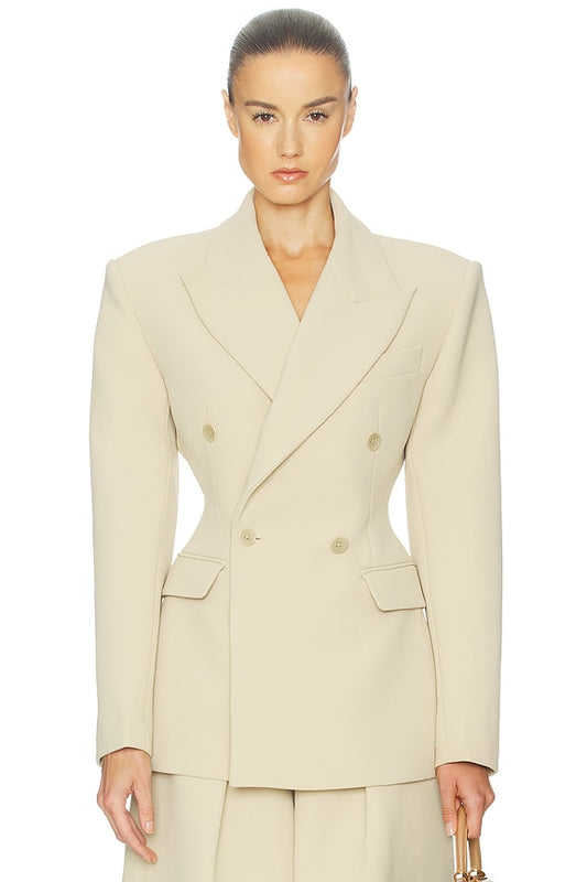 Helsa The Double Breasted S Curve Jacket in Very Heavy Crepe