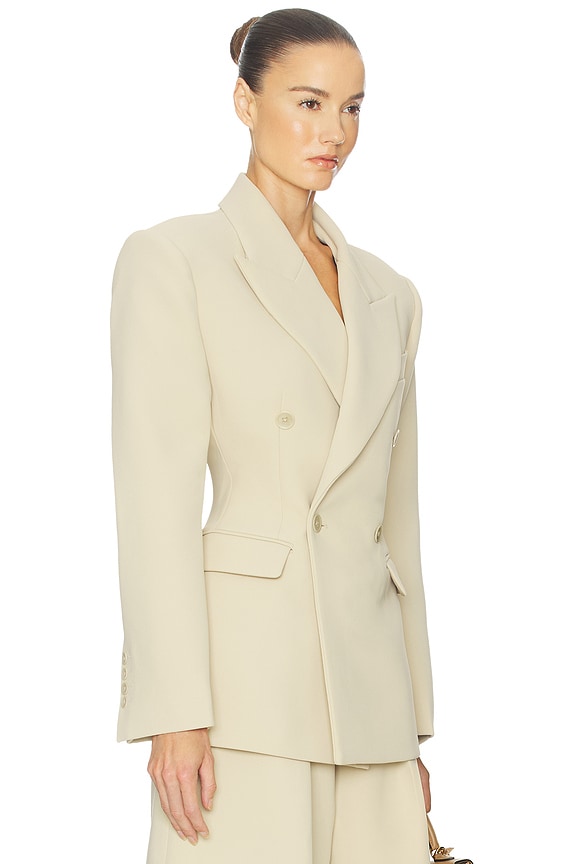 Helsa The Double Breasted S Curve Jacket in Very Heavy Crepe