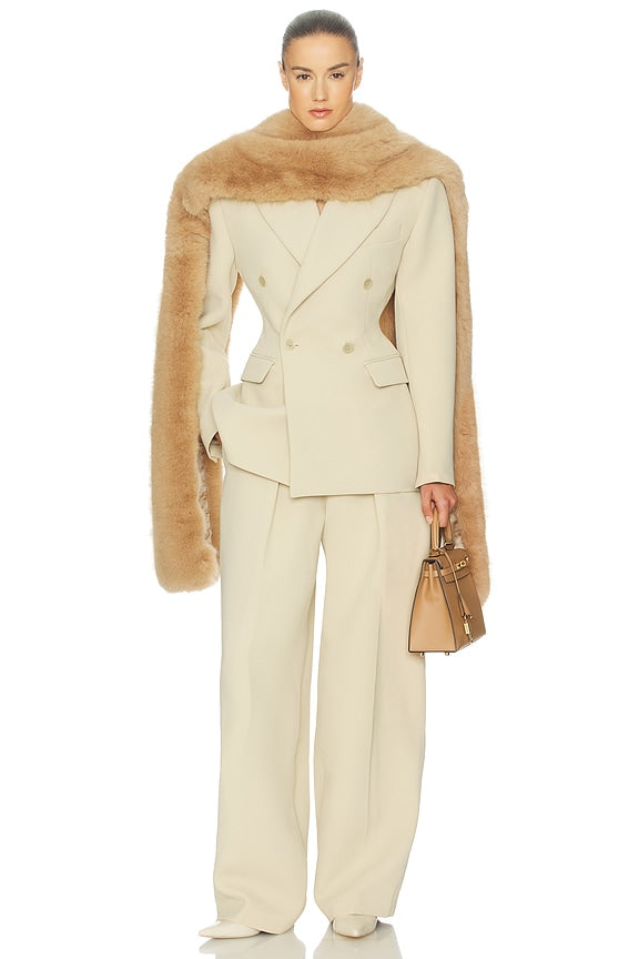 Helsa The Double Breasted S Curve Jacket in Very Heavy Crepe