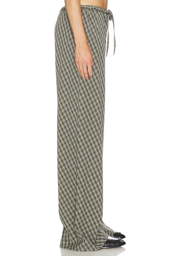 Helsa Novelty Bias Cut Pants in Green & Brown Plaid
