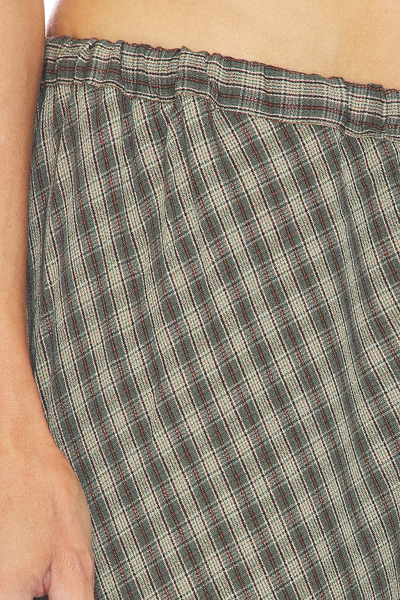 Helsa Novelty Bias Cut Pants in Green & Brown Plaid