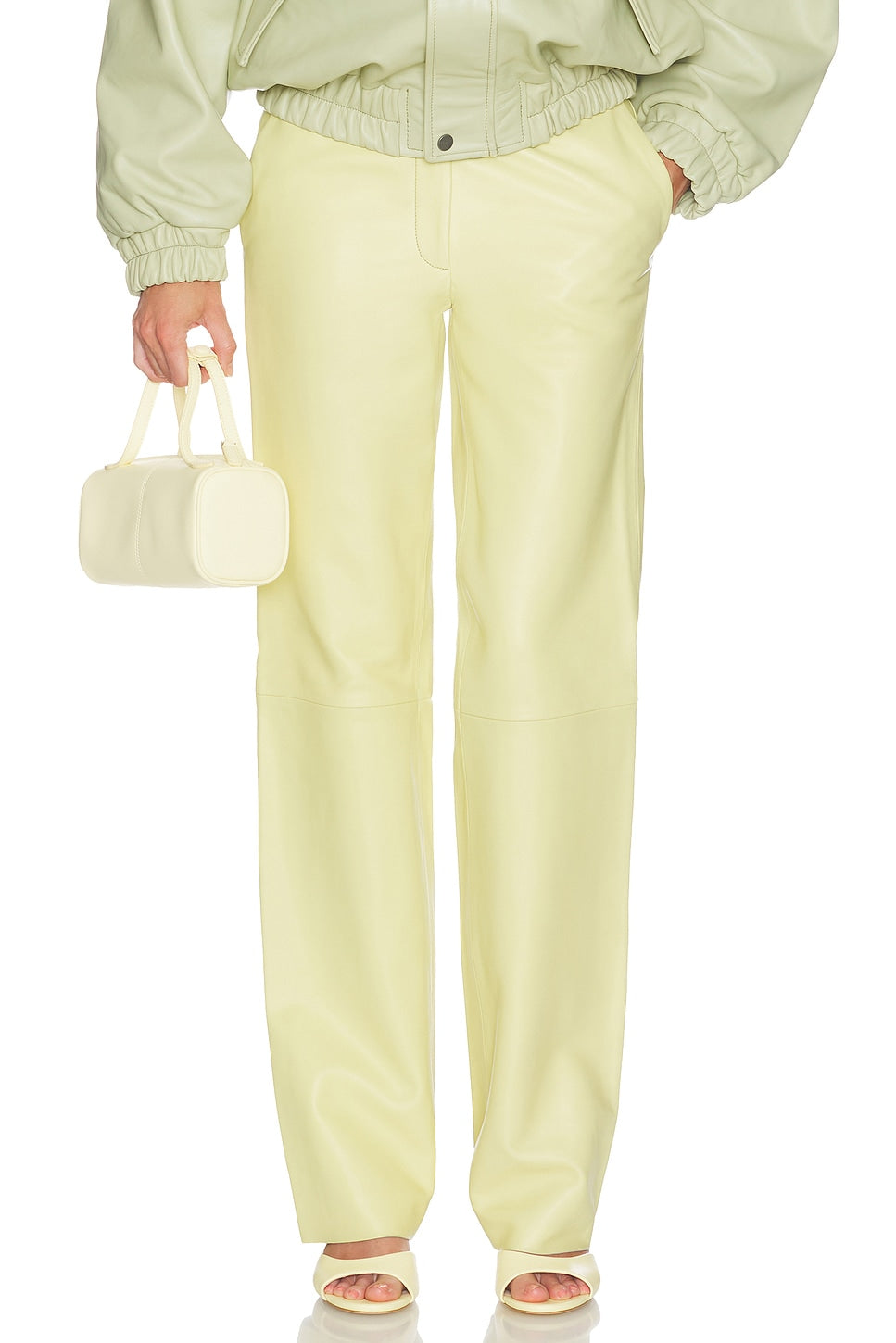 Helsa Soft Lamb Leather Pants in Pale Husk
