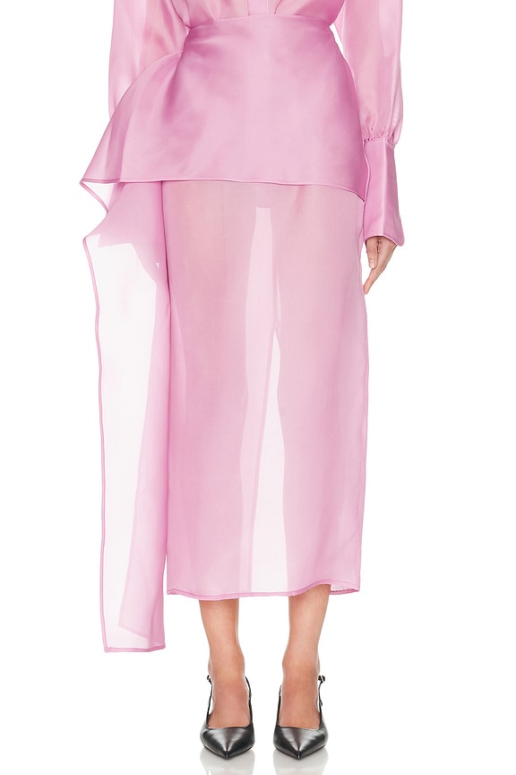 Helsa The Silk Gazar Skirt With Drape