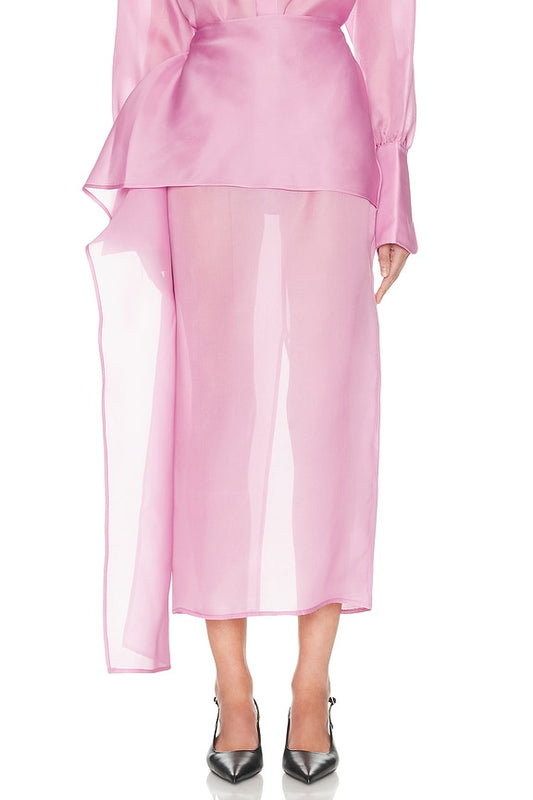Helsa The Silk Gazar Skirt With Drape