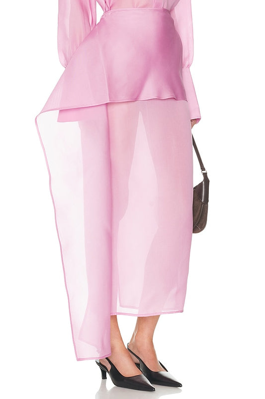 Helsa The Silk Gazar Skirt With Drape