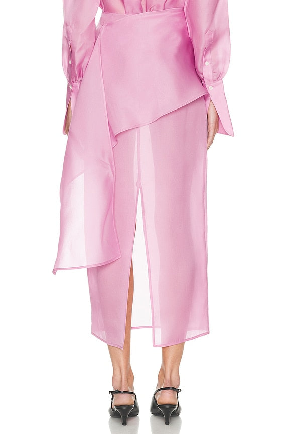 Helsa The Silk Gazar Skirt With Drape