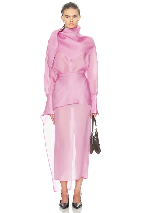 Helsa The Silk Gazar Skirt With Drape