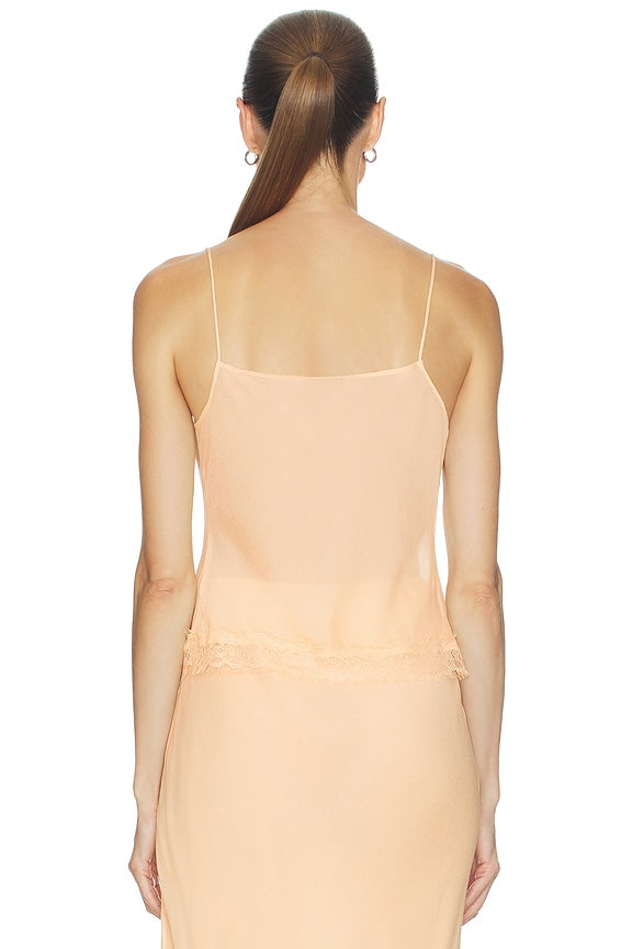 Helsa Viscose Satin Cami With Lace