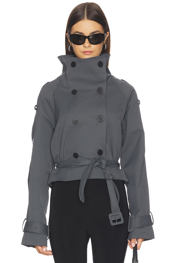 Lioness Blanc Cropped Trench in Olive