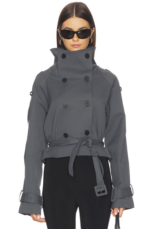 Lioness Blanc Cropped Trench in Olive