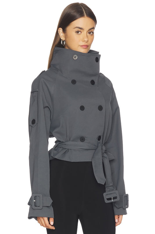 Lioness Blanc Cropped Trench in Olive