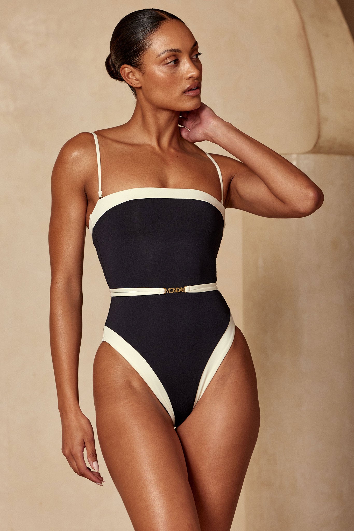 Monday Swimwear MIAMI ONE PIECE - BLACK/IVORY