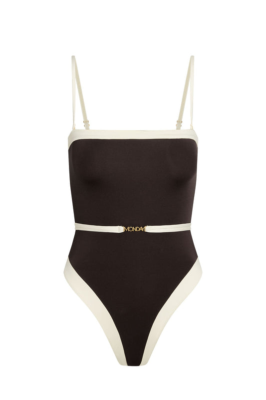 Monday Swimwear MIAMI ONE PIECE - ESPRESSO/IVORY