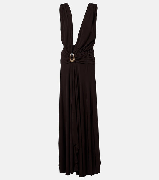 Christopher Esber Stone Pin draped jersey maxi dress
