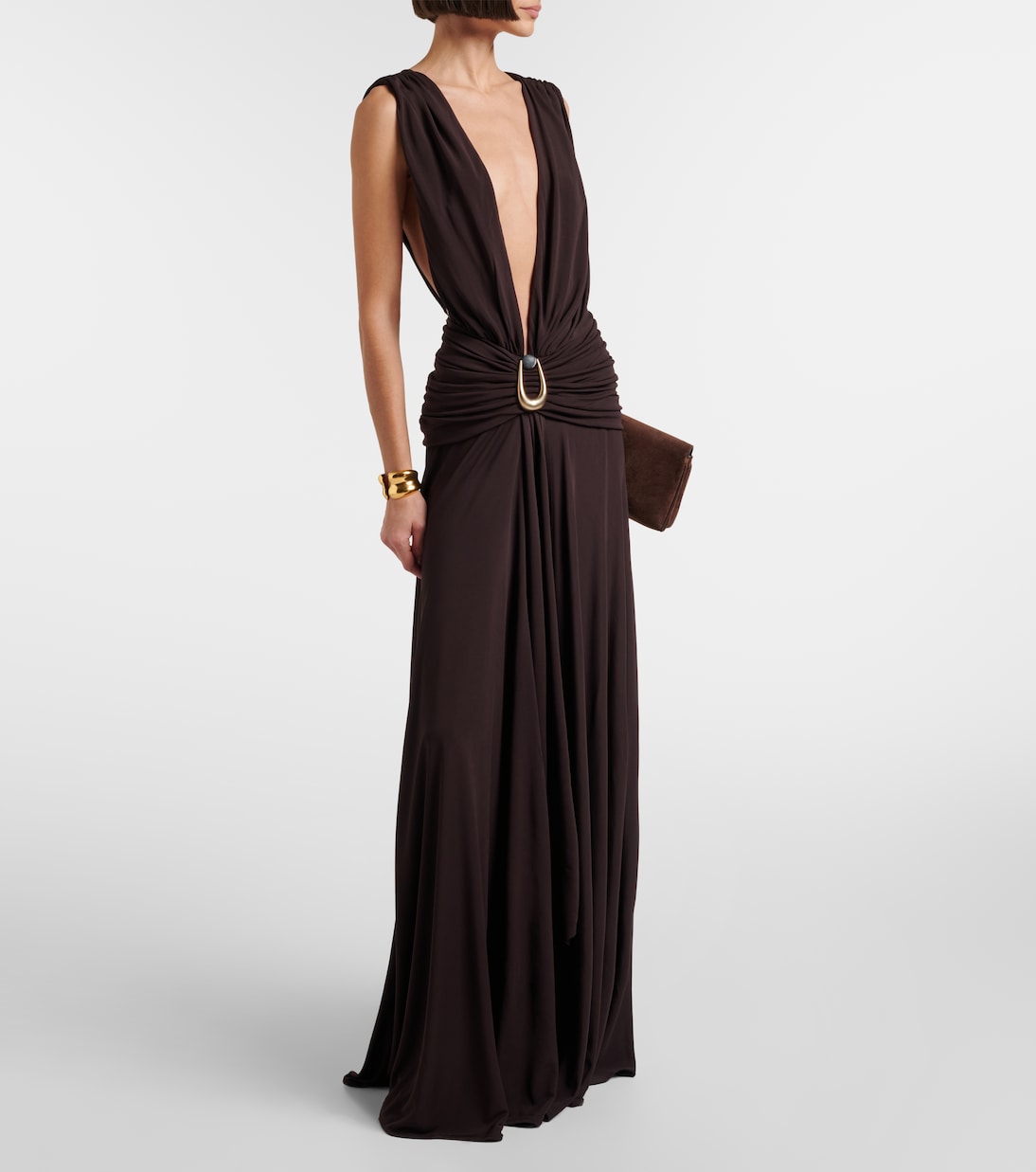Christopher Esber Stone Pin draped jersey maxi dress