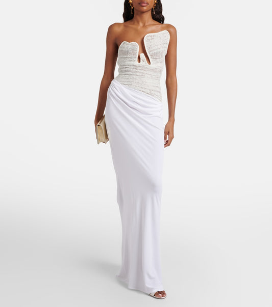 Christopher Esber Salacia ruched lace and jersey gown
