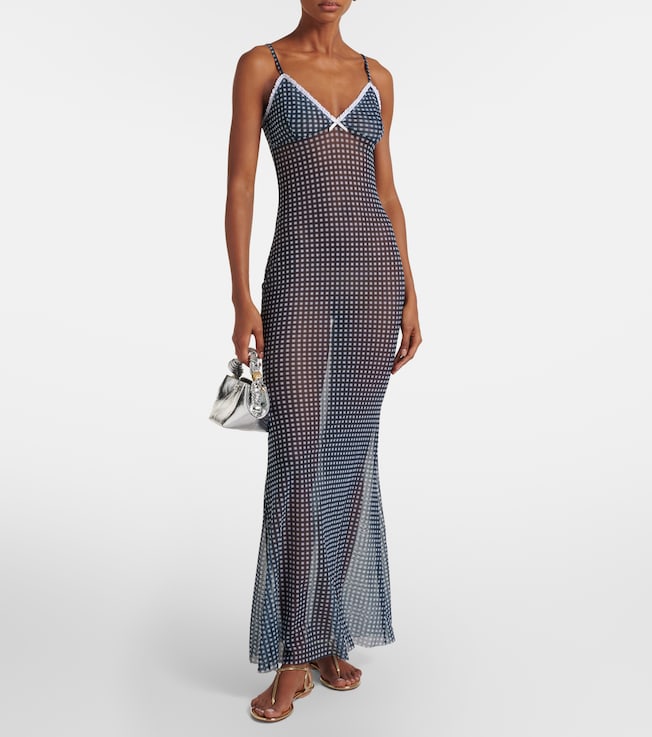 Bananhot Solay Gingham Mesh Maxi Dress