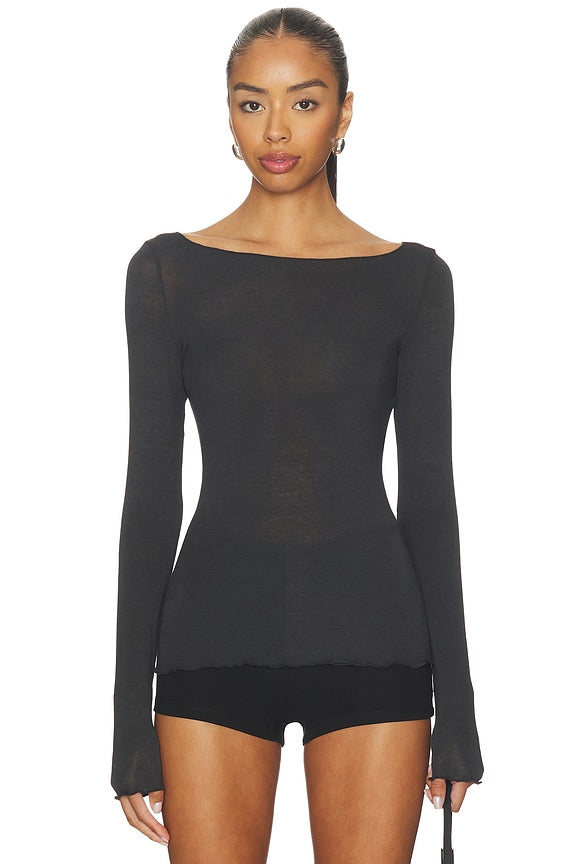 Skims Sheer Modal Long Sleeve Top
