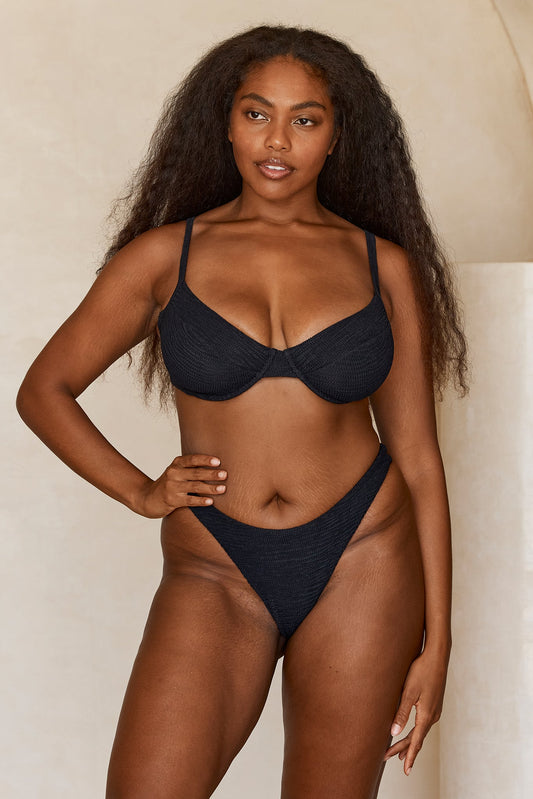 Monday Swimwear TAMARAMA BOTTOM - BLACK CRINKLE