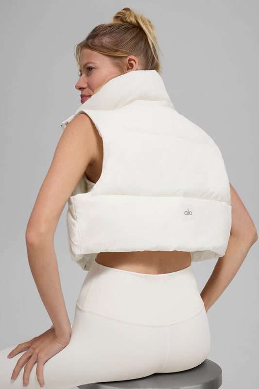 Alo Yoga Cropped Gold Rush Puffer Vest Ivory