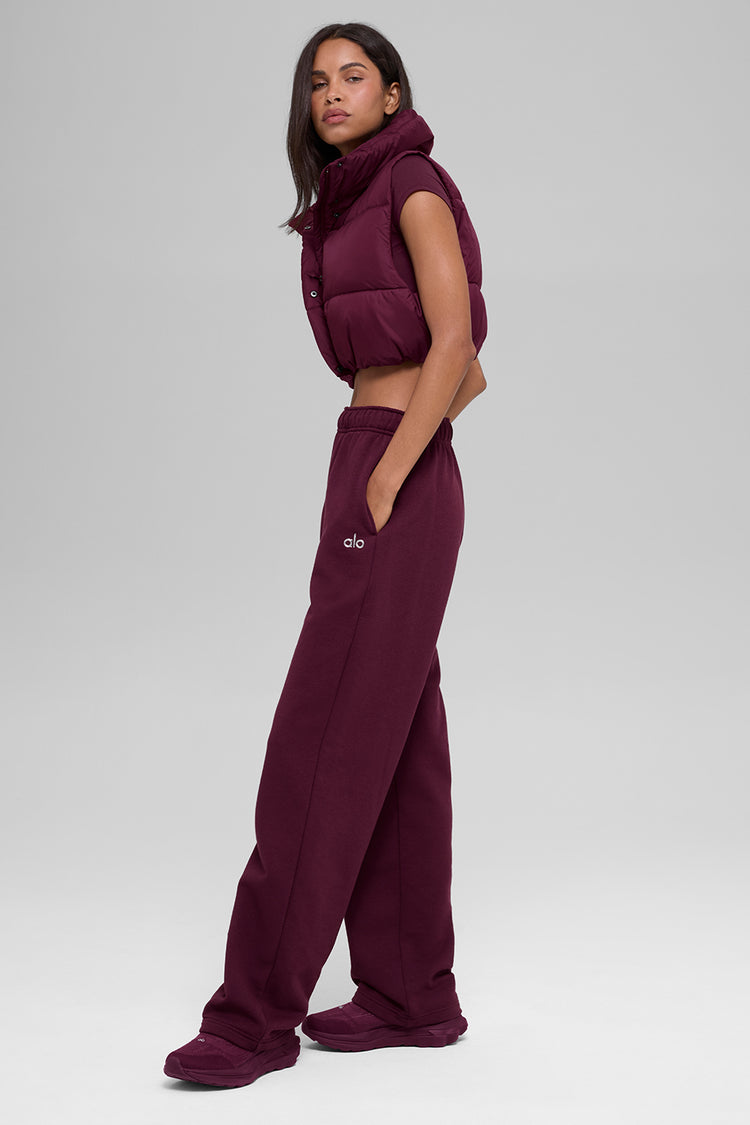 Alo Yoga Cropped Gold Rush Puffer Vest Burgundy