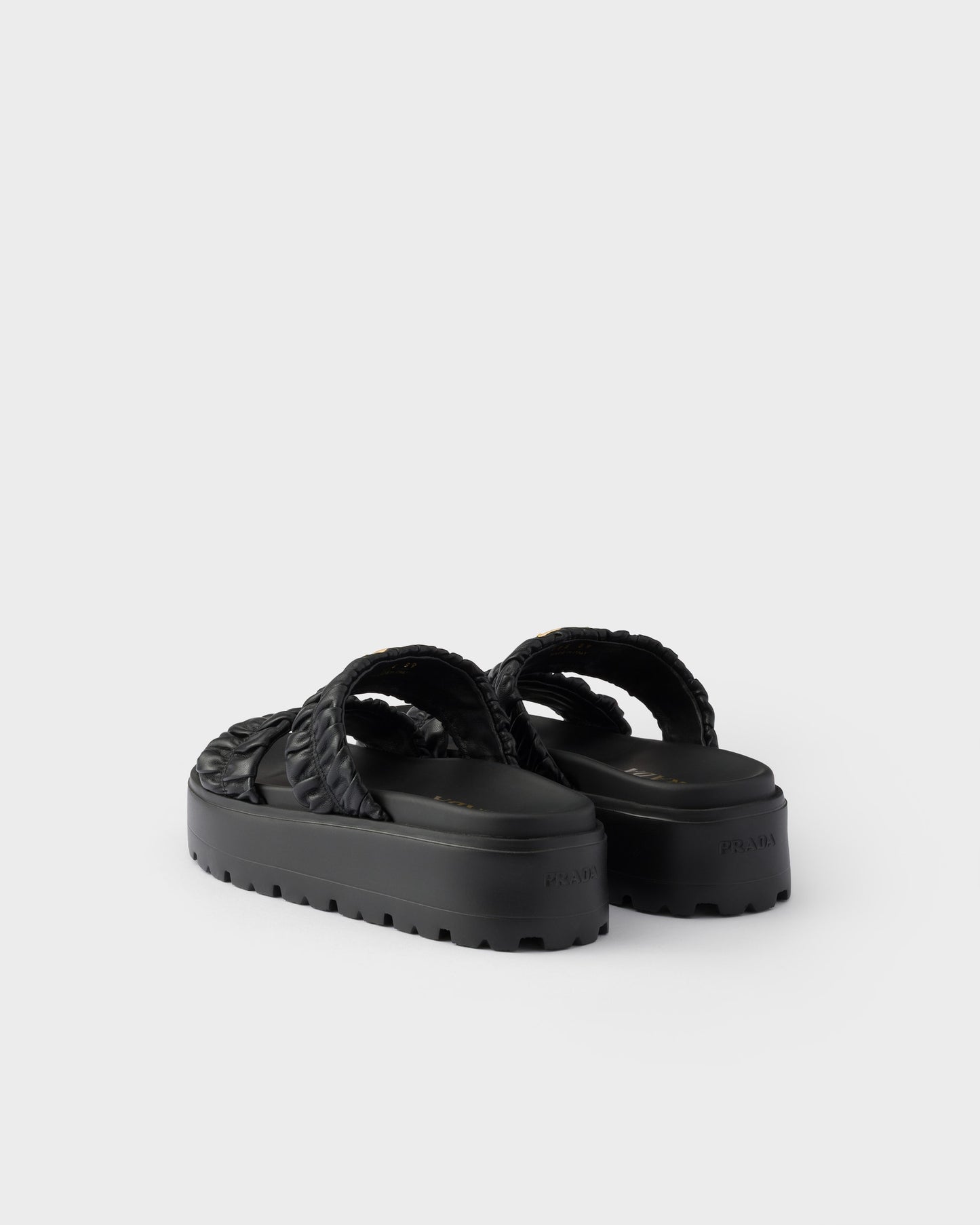 Prada Matelassé nappa leather flatform slides