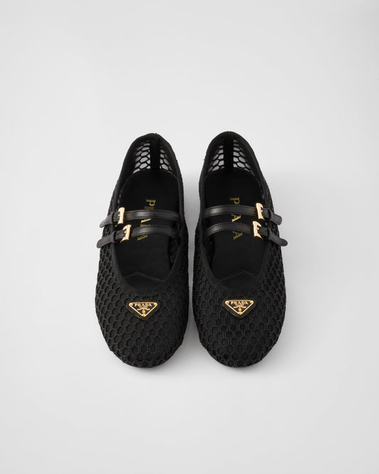 Prada Mesh fabric ballerinas Black