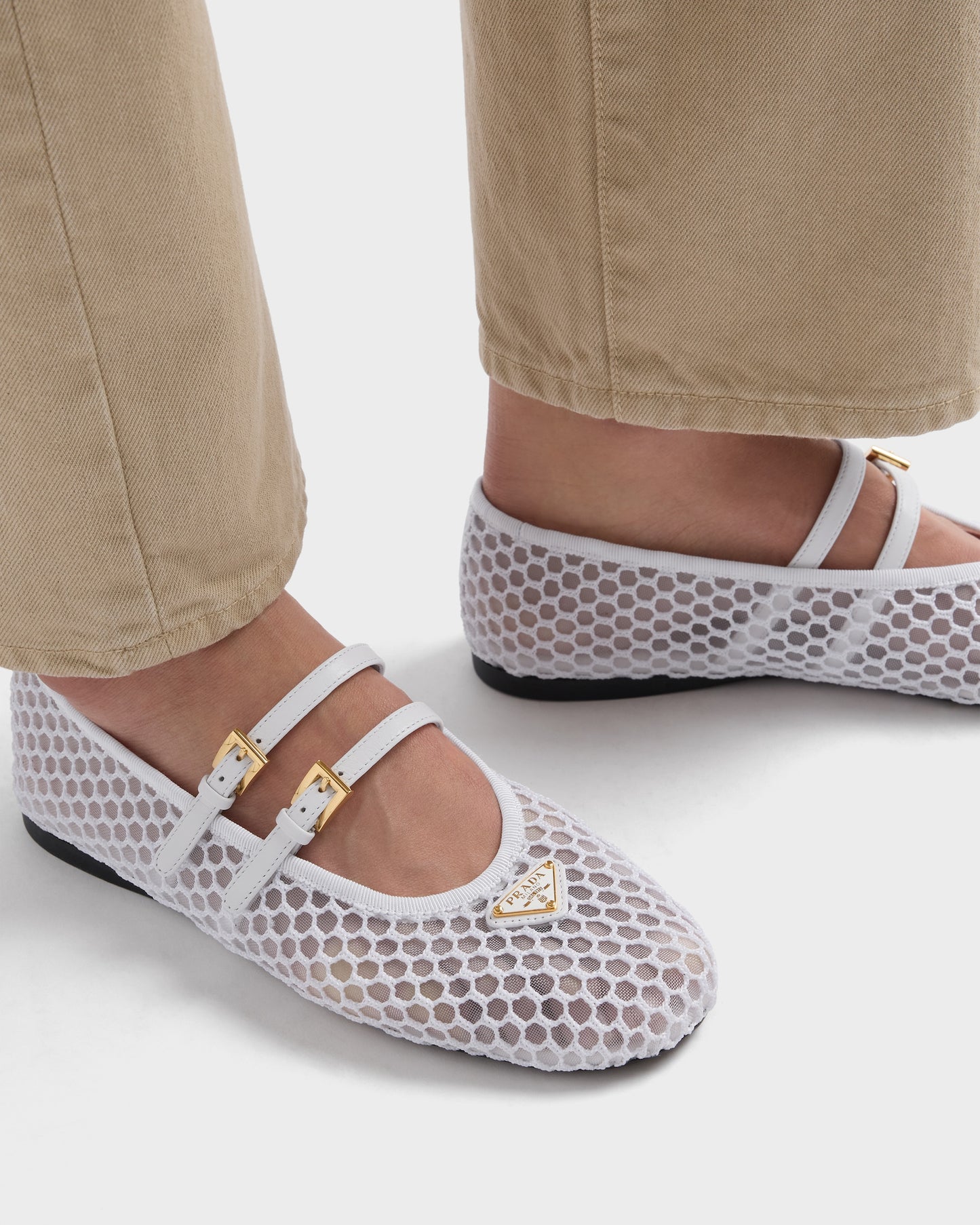 Prada Mesh fabric ballerinas White